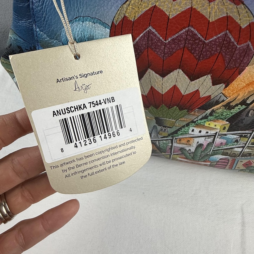 Anuschka Hand Painted Bag Purse Leather Hot Air Balloon Kiss Lock Crossbody NWT - Picture 12 of 14